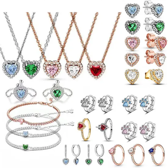 Pandonra Fashion Silver Gold Plated Love Zircon Wedding Bridal Matching Heart