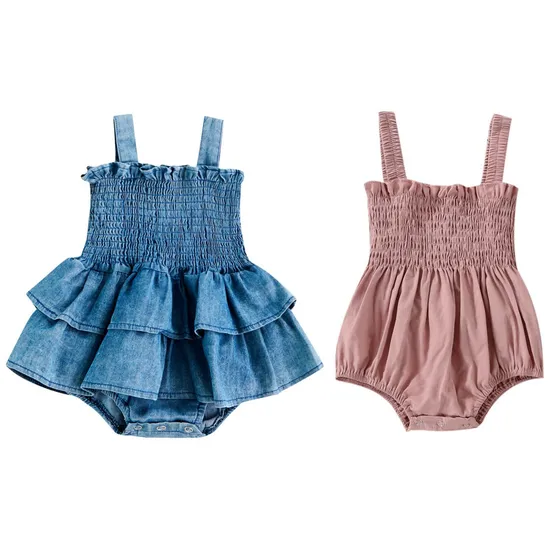 OEM Acceptable Casual Baby Boy Baby Girl Clothes Smocking Sleeveless Baby Clothes Summer Short Baby Rompers 