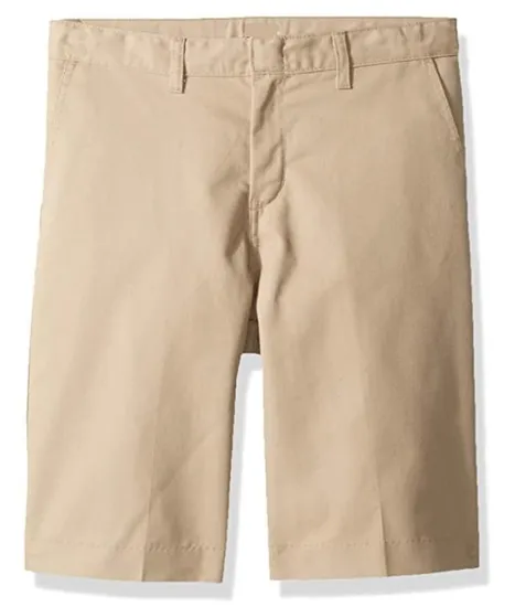 Boy School Uniform Khaki Pants Flat Front Cotton Blend Twill Shorts for Youth 