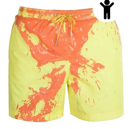 7 Inch Inseam Color Changing Swimming Trunks Beach Shorts for Boy 